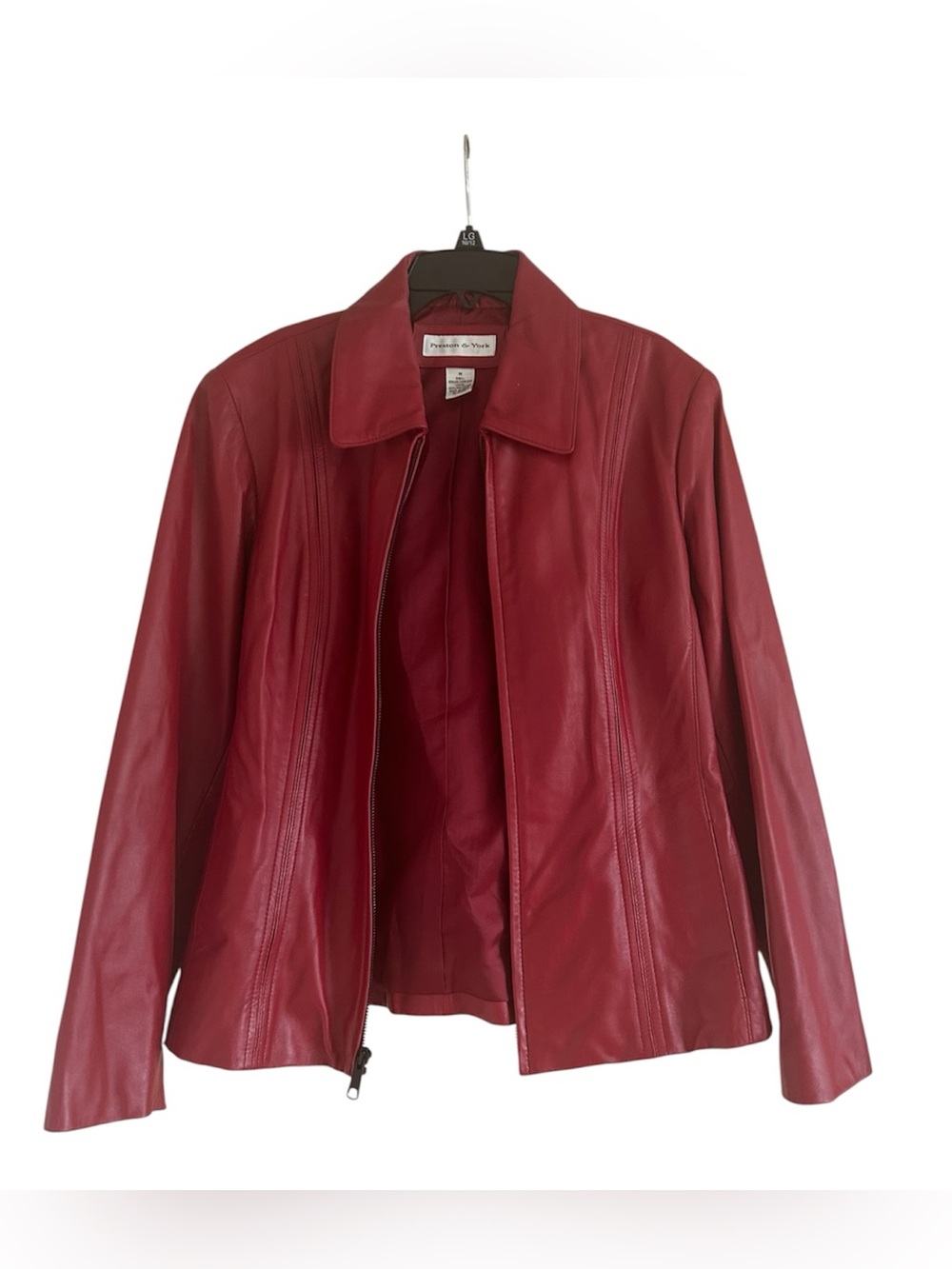 Preston & York Lamb Skin Zip up Size Medium Red Long Sleeve Jacket